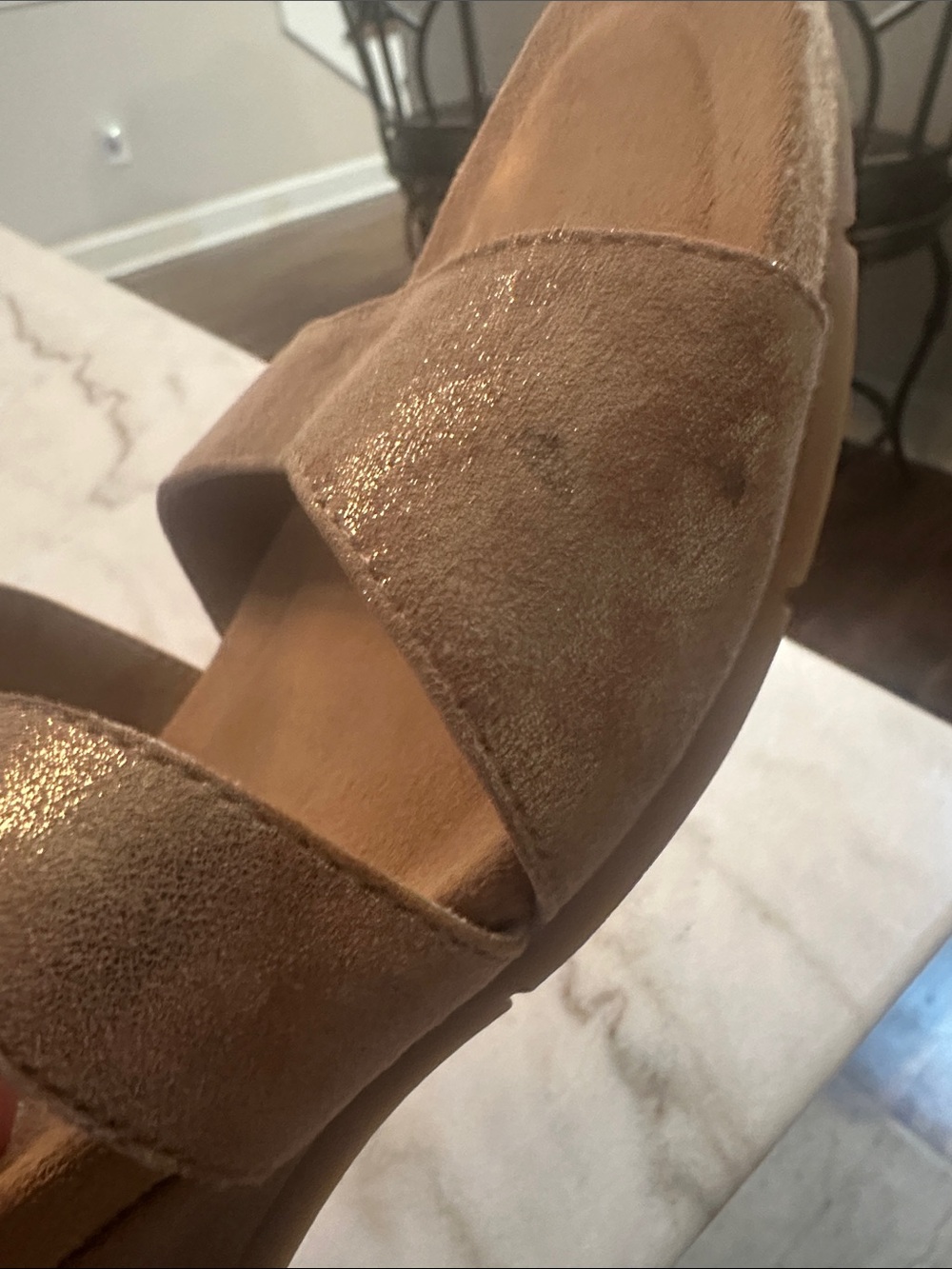 Comfortiva Metallic Gold Strappy Sandals - Picture 6 of 9